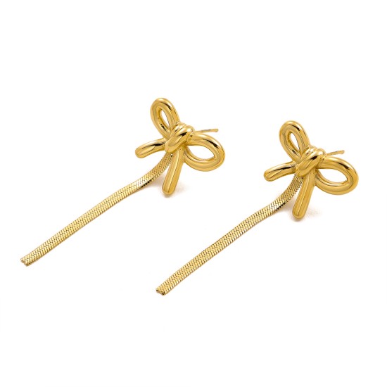 Butterfly knot tassel stainless steel earrings