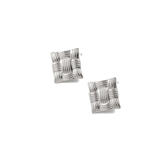 Geometric block stainless steel earrings