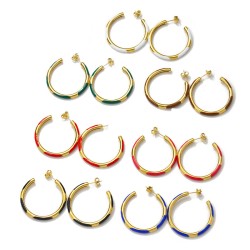 Drip colored C-shaped stainless steel earrings