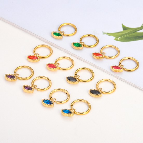 Zircon Eye Stainless Steel Earrings