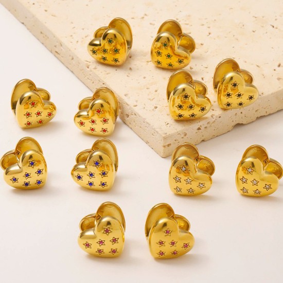 Peach heart stainless steel earrings