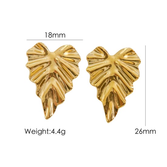 Stainless steel ear studs with blade texture