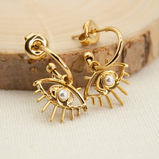 Devil's Eye Bead Stainless Steel Earrings