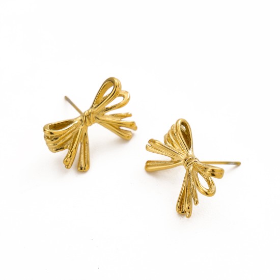 Bow shaped stainless steel earrings