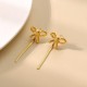 Butterfly knot tassel stainless steel earrings