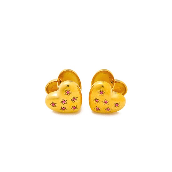 Peach heart stainless steel earrings