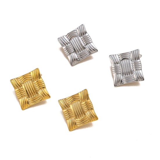 Geometric block stainless steel earrings
