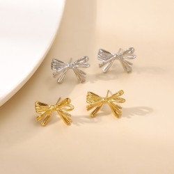 Bow shaped stainless steel earrings
