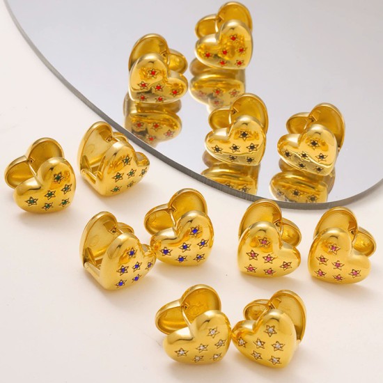 Peach heart stainless steel earrings