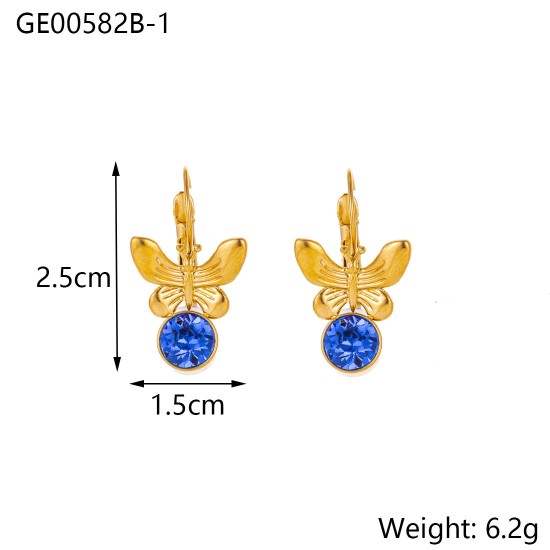 Butterfly colored zircon stainless steel earrings