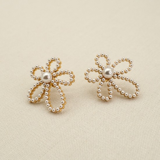 Butterfly Knot Pearl Stainless Steel Earrings