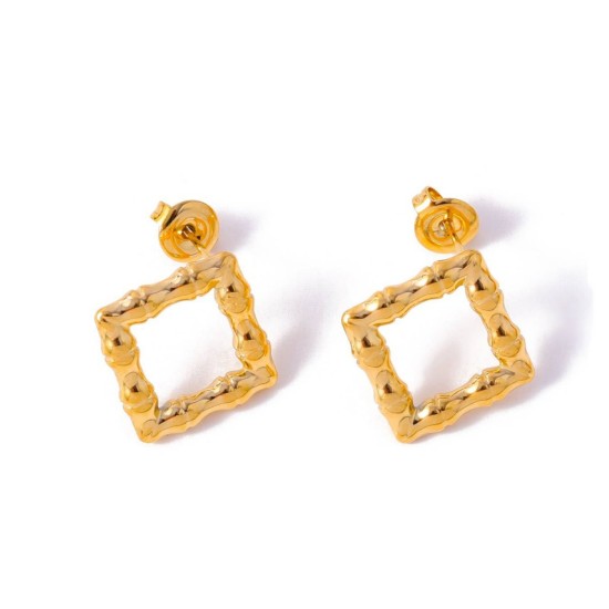 Mosquito coil, peach heart square stainless steel earrings