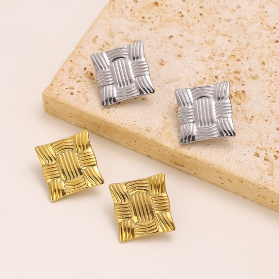 Geometric block stainless steel earrings