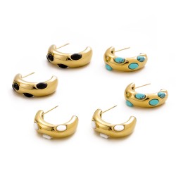 Natural stone stainless steel earrings