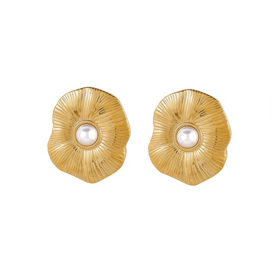 Pearl shaped oval stainless steel earrings