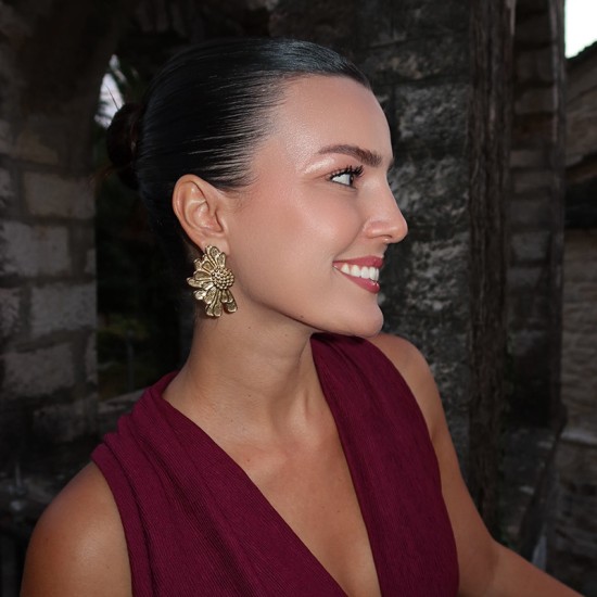 Stainless steel flower earrings