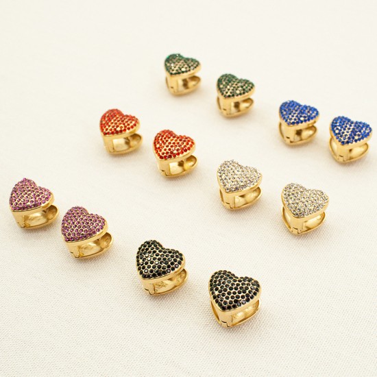 Love colored zircon stainless steel earrings