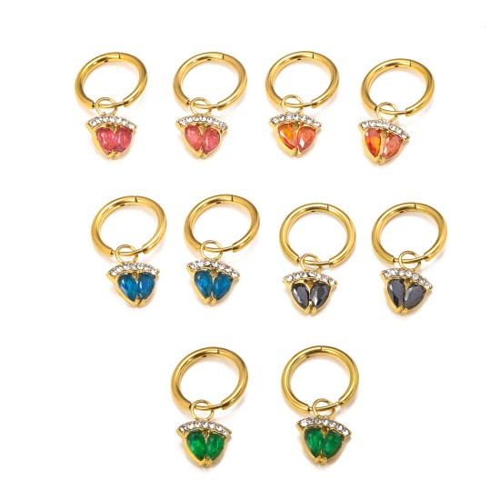 Crown zircon stainless steel earrings