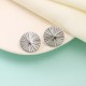 Round plate fan-shaped car flower stainless steel earrings