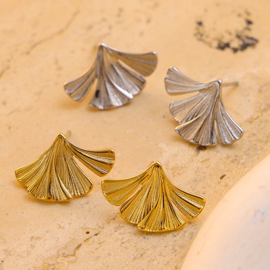 Ginkgo leaf stainless steel earrings
