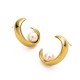 Half moon pearl stainless steel earrings