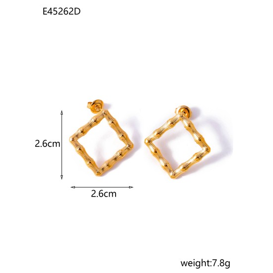 Mosquito coil, peach heart square stainless steel earrings