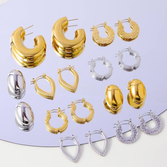 Simple geometric stainless steel earrings