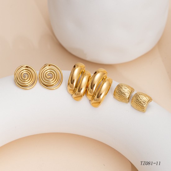 Conch metal textured stainless steel plated earrings