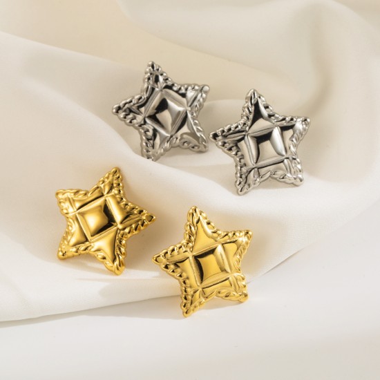 Five pointed star stainless steel earrings