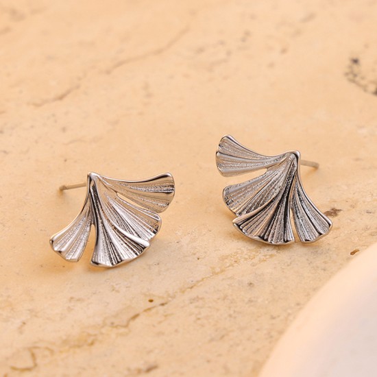 Ginkgo leaf stainless steel earrings