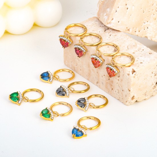 Crown zircon stainless steel earrings