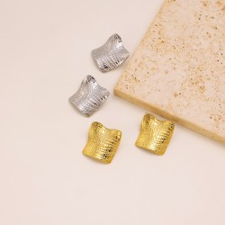 Folded stainless steel square block earrings