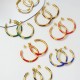 Drip colored C-shaped stainless steel earrings
