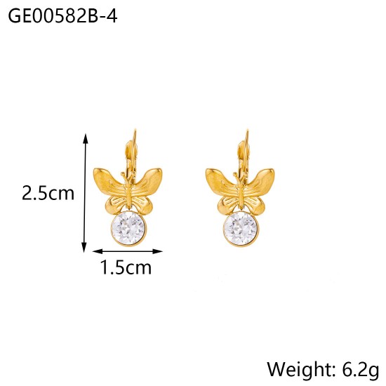 Butterfly colored zircon stainless steel earrings