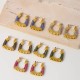 C-shaped micro inlaid color diamond stainless steel earrings