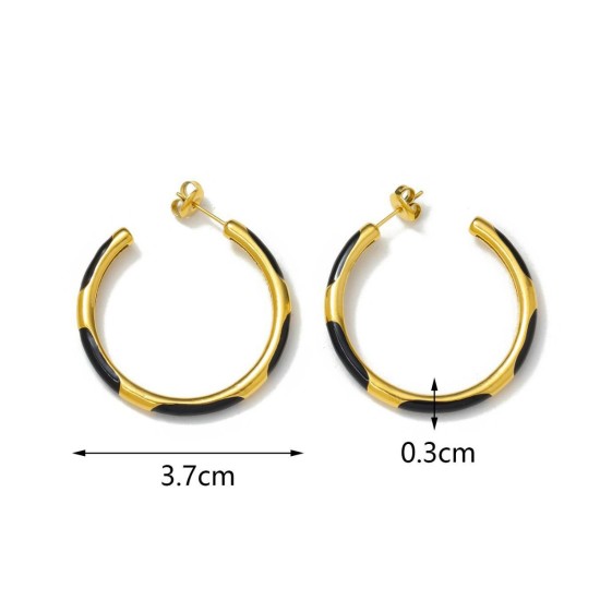 Drip colored C-shaped stainless steel earrings