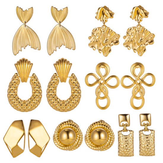 Tail pendant stainless steel earrings