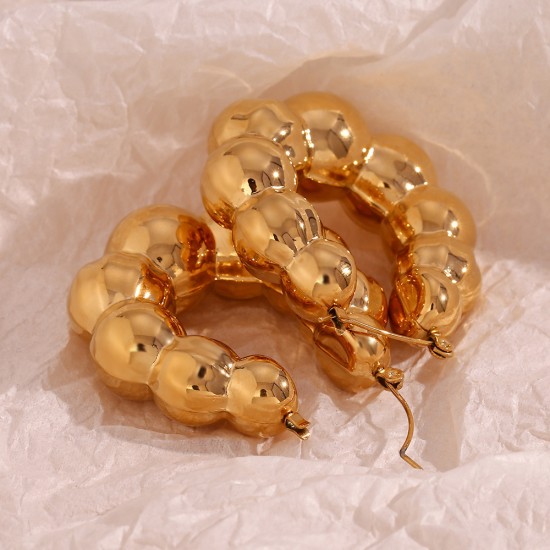 Spherical hollow elliptical stainless steel earrings