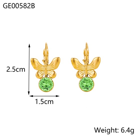 Butterfly colored zircon stainless steel earrings