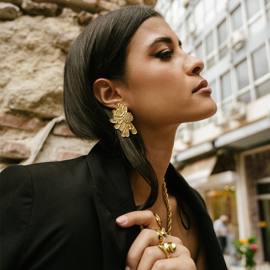 Stainless steel flower earrings