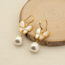 Pearl Butterfly Stainless Steel Earrings