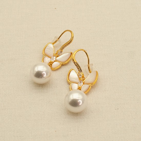 Pearl Butterfly Stainless Steel Earrings