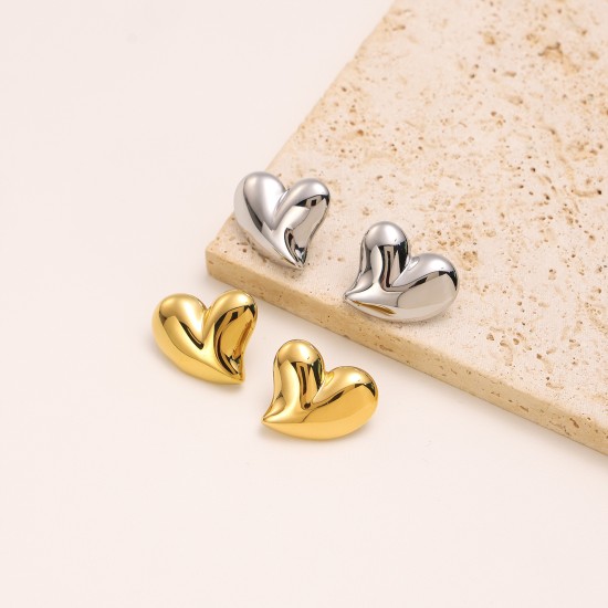 Peach heart stainless steel earrings