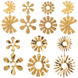 Hammer patterned sunflower stainless steel earrings