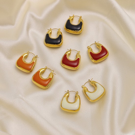 Square bag stainless steel earrings