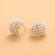 C-shaped full pearl stainless steel earrings