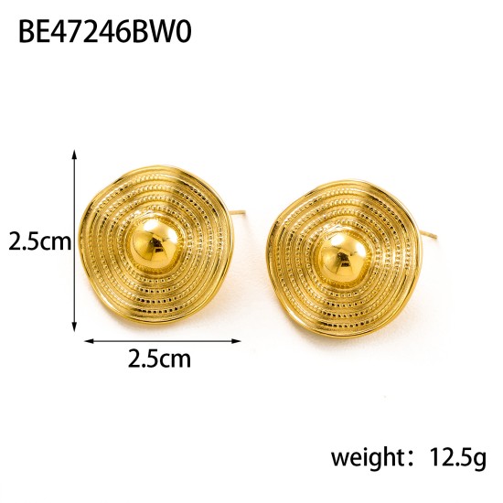 Concave convex straw hat stainless steel earrings