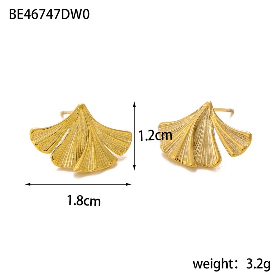 Ginkgo leaf stainless steel earrings