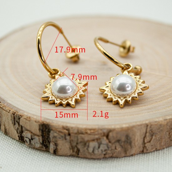 Sunflower Pearl Stainless Earrings
