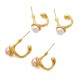 Pearl stainless steel C-shaped earrings